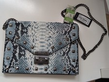Badgley Mischka Snakeskin Vegan Leather Cross Body Purse Light Blue BM-4039 NWT