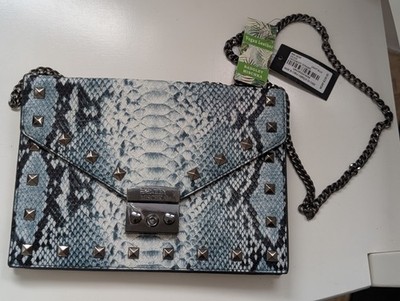 Badgley Mischka Snakeskin Vegan Leather Cross Body Purse Light Blue BM-4039 NWT