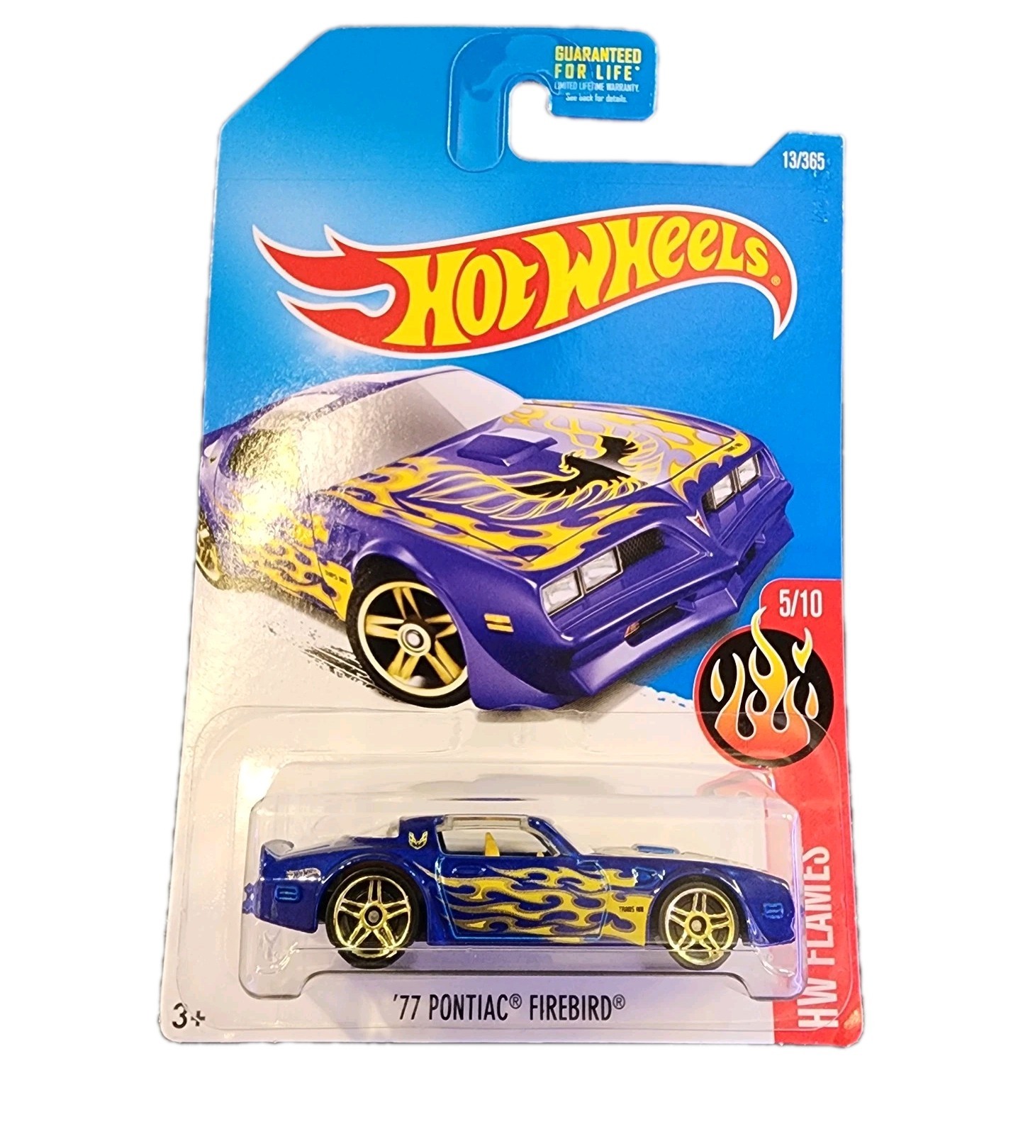 2017 Hot Wheels HW Flames Series '77 Pontiac Firebird Blue W/Yellow Flames
