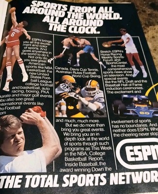 Vintage ESPN's Sports Network Print Ad 1984 Advertisement NBA NFL Golf Boxing