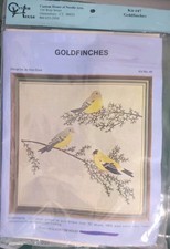 Custom House #47 GOLDFINCHES Crewel Embroidery Kit Design Size 12” Birds Nature