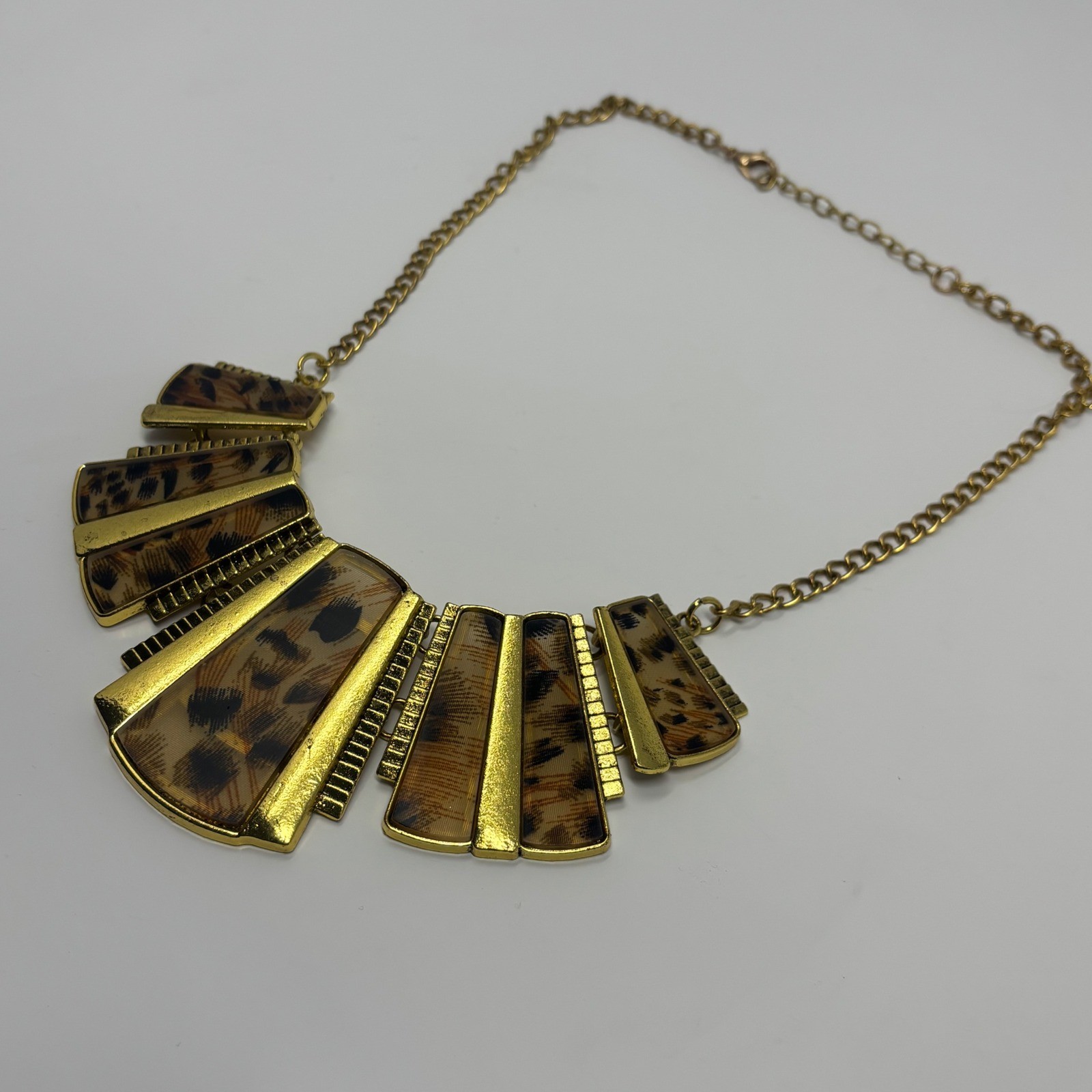 Chic Leopard Print Statement piece Necklace Gold … - image 8