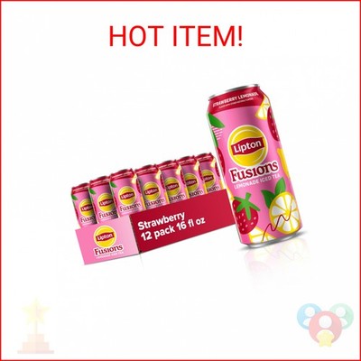 Lipton Fusions, Strawberry Lemonade & Iced Tea, 16 Fl Oz Cans (Pack of 12)