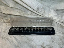 Snap On 3/8 Shallow Socket Set 8-19mm + Magnet Tray/Holder 