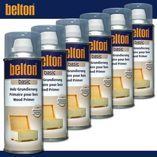 Peinture Belton Basique 6 x 400 ML Apprêt Bois Vernis Pulverisé