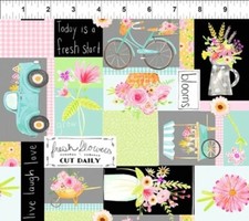 In The Beginning Flower Market by Jennifer Heynen 3JHS1 Sampler Cotton