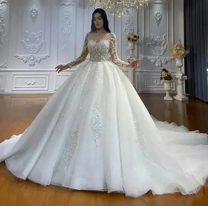 knee length dresses for ladies A Line Ivory Long Sleeve Satin Open Back Wedding Dress with Appliques –  winkbridal