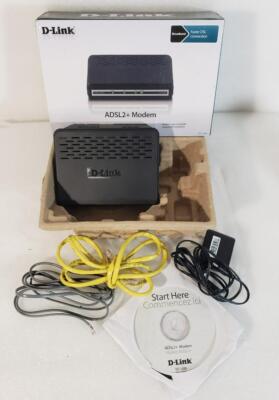 D-Link ADSL2+ Ethernet Modem DSL-520B Cables Power Supply CD