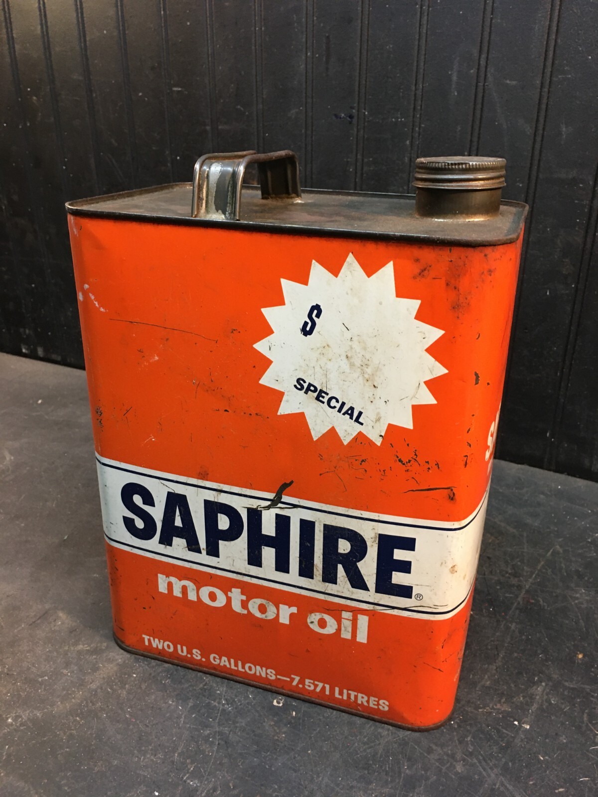 Gulf Oil Saphire Motor Oil 2 Gallon Oil Can Gas Garage Art Sign ...