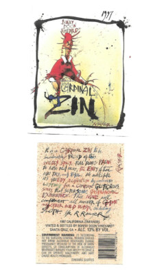 Etiquette de vin - Bonny doon wineyeard - Cardinal Zin - 1997