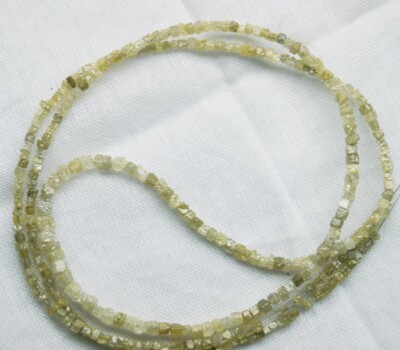 4inc light Yellow raw cube diamond beads rough box diamond bead strand ...