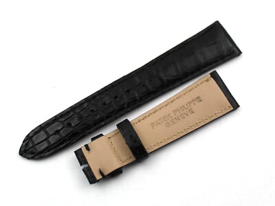 Patek Philippe Genuine Leather Alligator Matte Black Strap 20/16mm High Quality