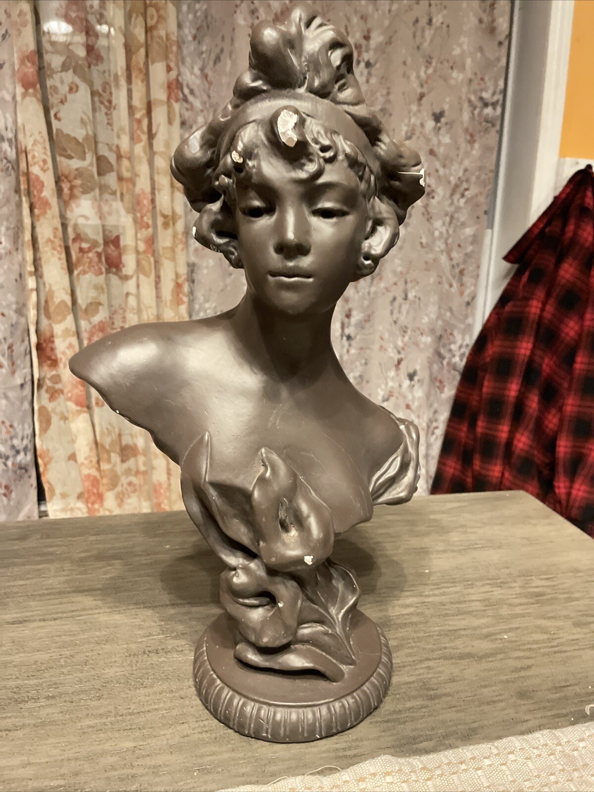 Ancient Greek Alabaster Pottery Statue of Woman 17 Inches Tall  