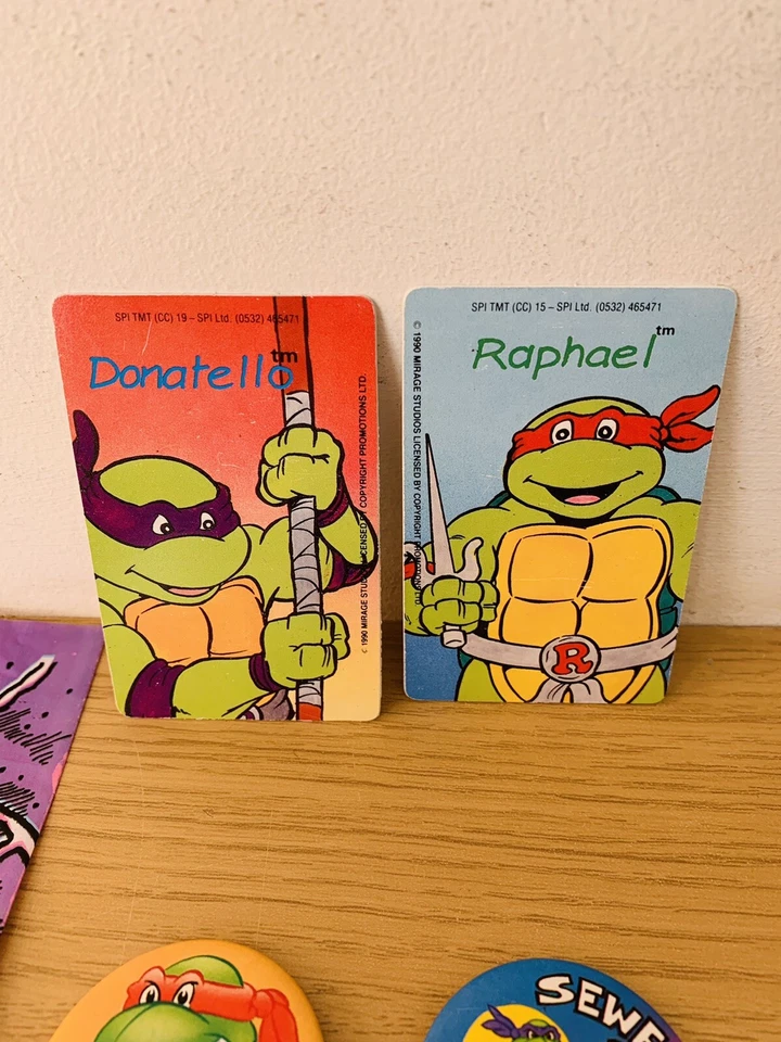 Bolso de botín e insignias/tarjetas 1989 TMNT vintage de coleccionistas de Teenage Mutant Ninja Foto 3 de 4