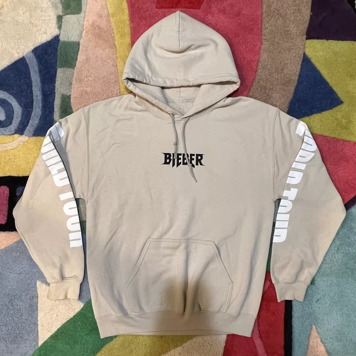 Justin Bieber Purpose World Tour Hoodie Beige Printed Size Medium