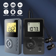 Mini Digital Radio Portable Handy LCD AM FM Radio Rechargeable with Earphone