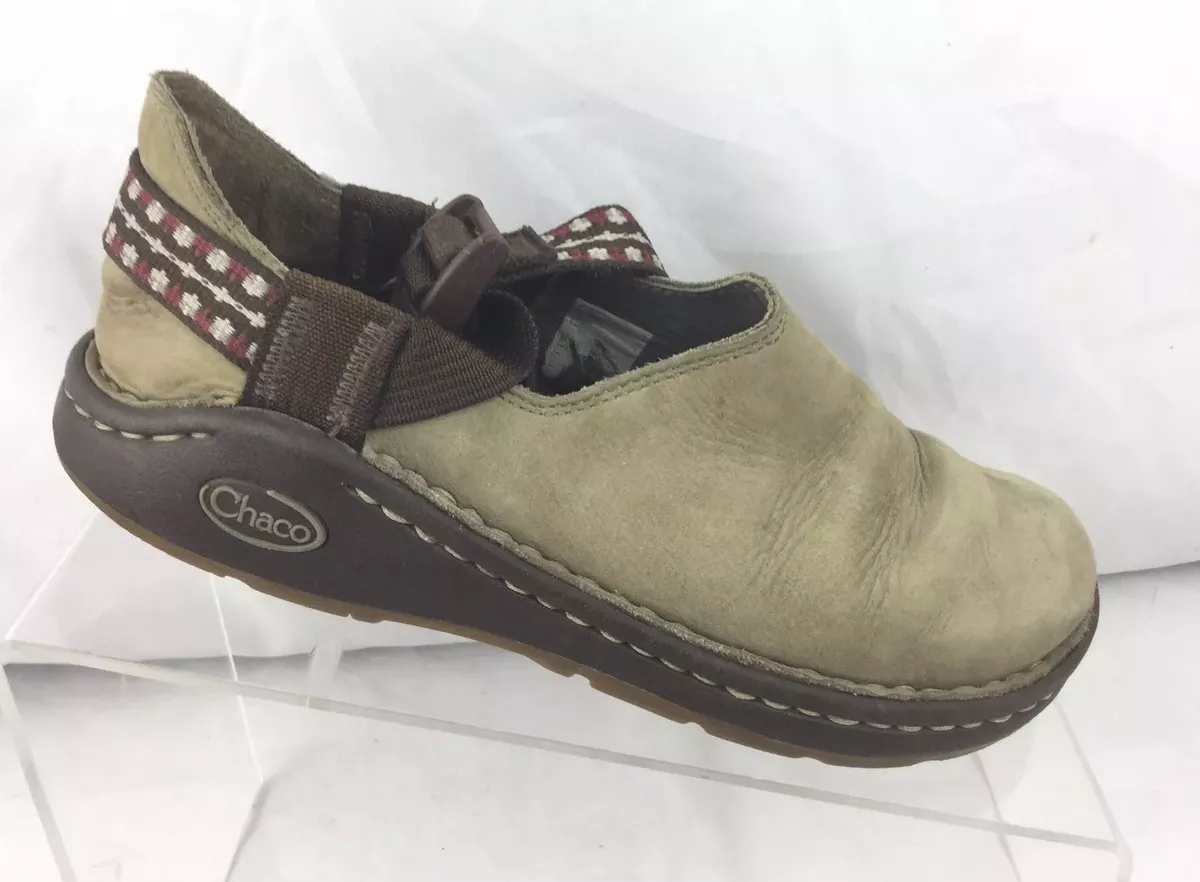 Chaco Toecoop Women s Size 5 Brindle Brown Leather Slip On Clogs