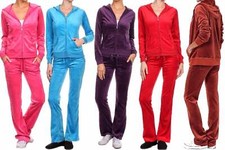 Velour Velvet Hoodie and Pants Tracksuit Set