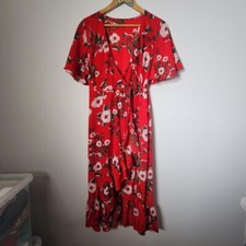 red midi wrap dress size small 6/8 no labels