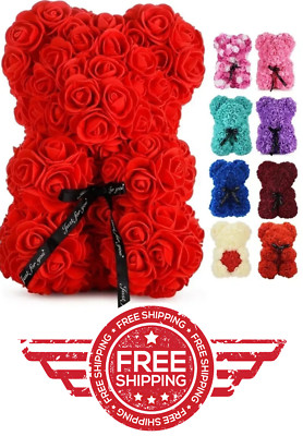 Eternal Rose Teddy Bear Artificial Flower Romantic Gift for wife and ...