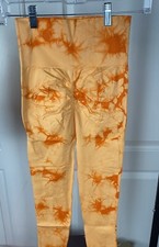 Ladies Elastic High Waist Yoga Pants Size Small Orange