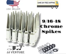 20Pc Chrome 4.5" Tall 9/16-18 Spike Lug Nut+Key Fit Dodge Dakota Durango Ram1500