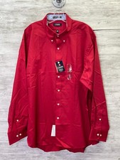 Chaps Mens Button Down Shirt 18-18.5 Crimson Red Long Sleeve Classic Fit Twill