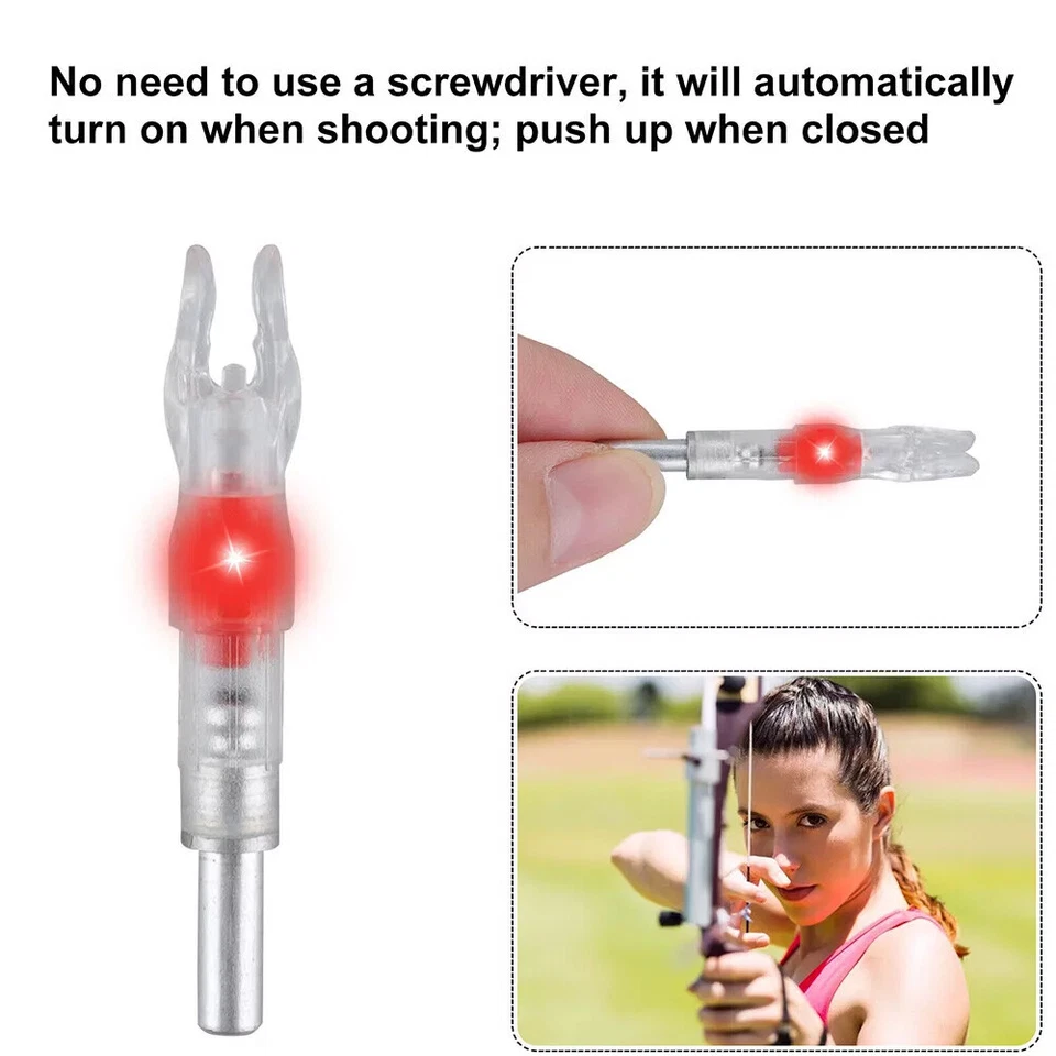 6 PCS Lighted Arrow Nocks w/ ON/Off Switch High-Visibility LED Nocks for Archery - Image 4 of 4