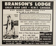 1973 Print Ad Branson s Lodge Great Bear Lake N.W.T. Canada Trophy Trout