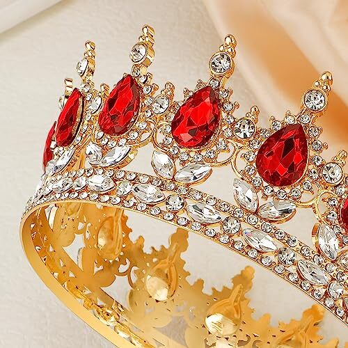 Crowns for Women Queen Crown Crystal Tiara Crown Princess Crown and Gold+Red - Bild 2 von 6