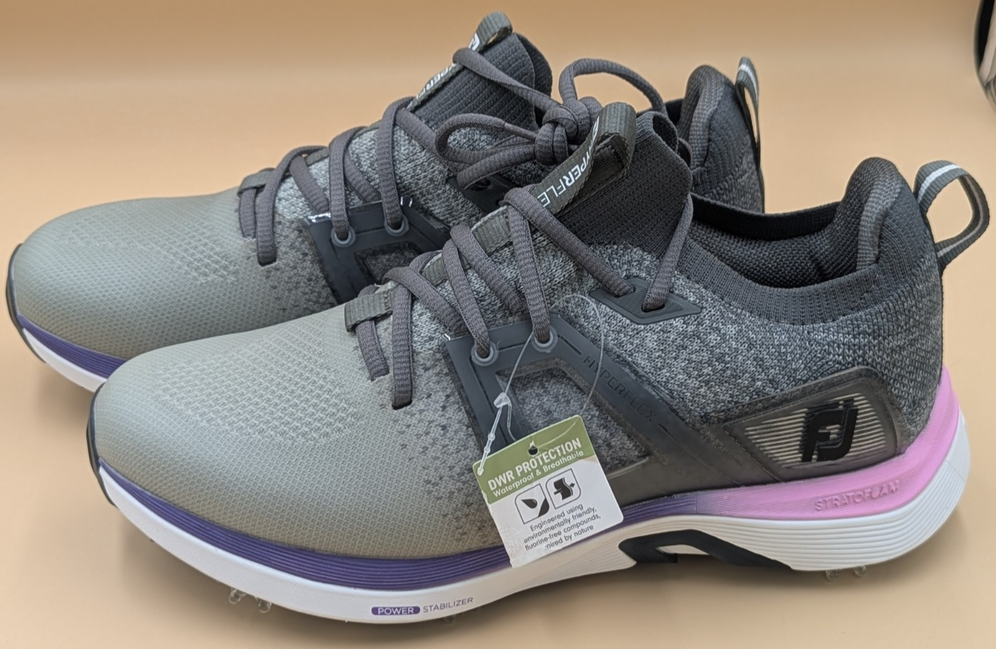 FootJoy Womens HyperFlex 98168 9 1/2M Golf Shoes Gray Pink Waterproof New No Box