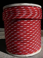 Sailboat Rigging Rope 3/8" x 50' Red/White Double Braided Sheet Halyard Line