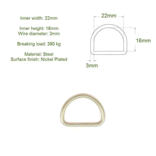 Welded D RINGS 10, 12, 14, 16, 18, 20, 22, 24, 26, 28, 30, 35, 40, 50mm - Silver - Picture 8 of 16