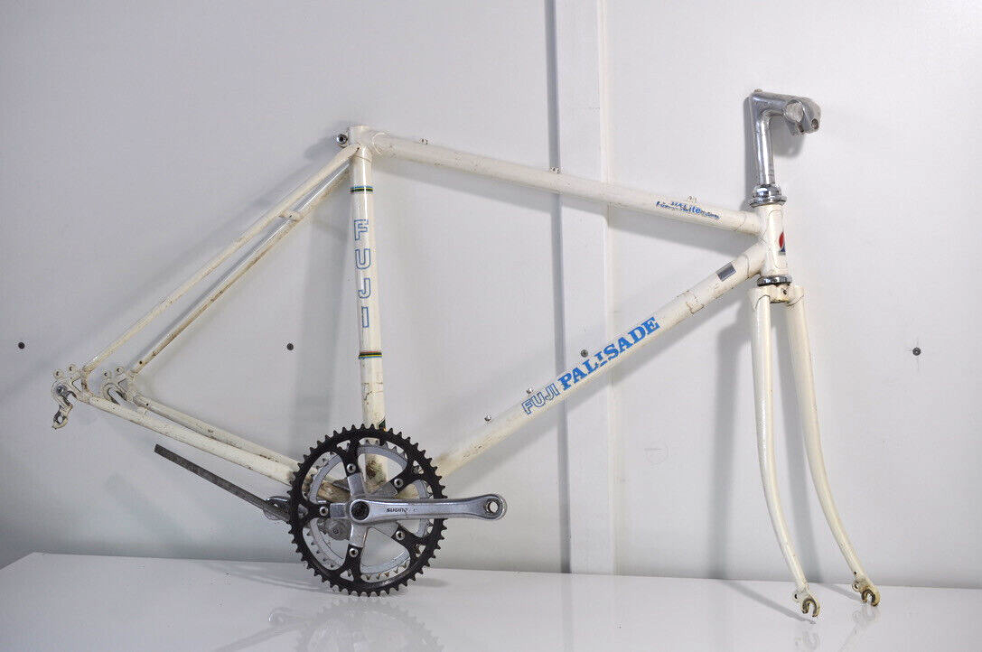 スポーツバイク アルミフレーム ホワイトブルー Vintage Fuji Palisade VaLITE tubing bike frame pearl white 19.375