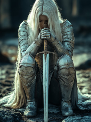A Woman Knight Warrior Wall Art Print Canvas Poster Artprint Home Decor Painting