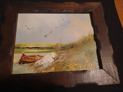 Vintage Beach Painting By Engel