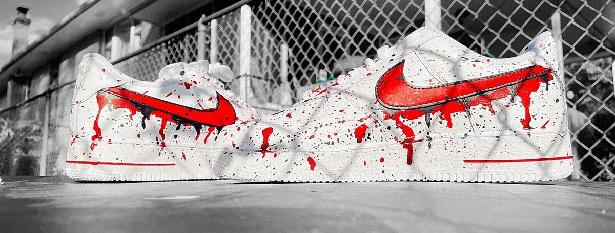 Custom lv Nike Air Force 1 All Sizes Red & White