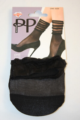 Pretty Polly ~ SLOUCH TOP FUSSKETTCHEN ~ Socken neu mit Etikett ~ schwarz Einheitsgröße