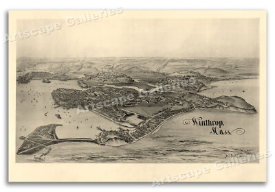 Winthrop 1894 Massachusetts 1894 Historic Panoramic Town Map - 20x30