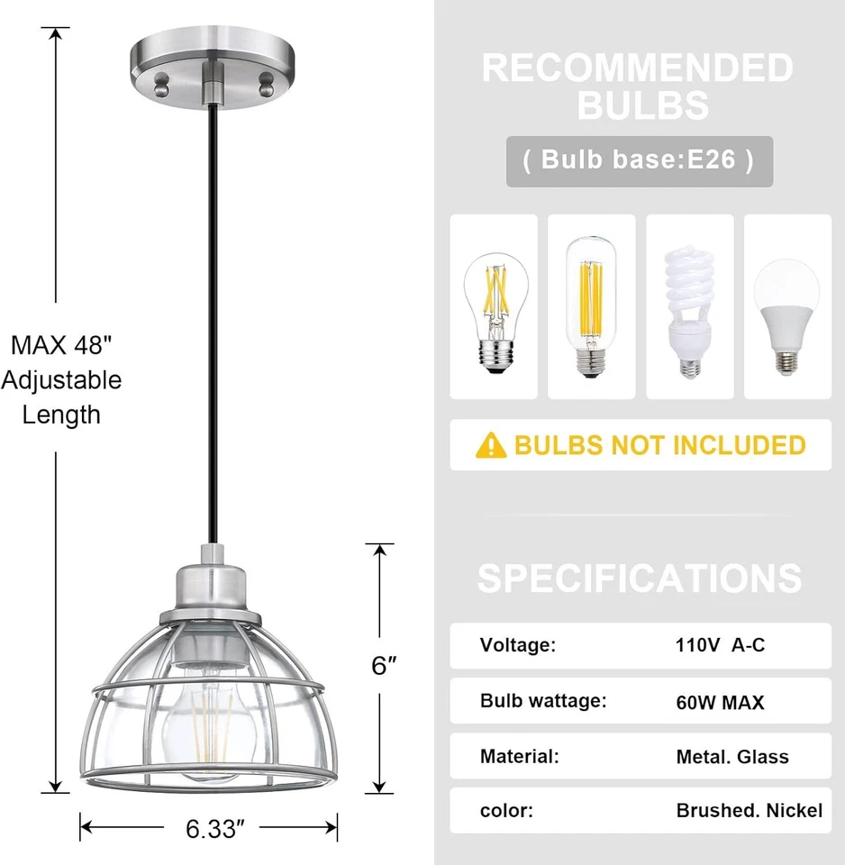 Moderno paquete de 3 luces de techo colgantes isla de cocina accesorios níquel cepillado Foto 4 de 4