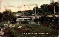 Postcard Illinois Bloomington View in Miller Park Lake Rotograph 1911 V23