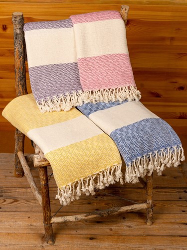 Aegean Concept Fringe Beach Bath Towel 37x73"Argyle Diamond Turkish Cotton 40Pcs - Picture 5 of 13