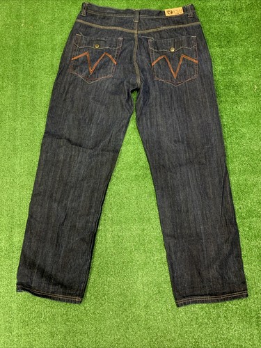 Risk Jeans Wide Leg Baggy Pants Black 38x34 Y2K 90s Streetwear Denim Hip Hop Vtg - Picture 5 of 7