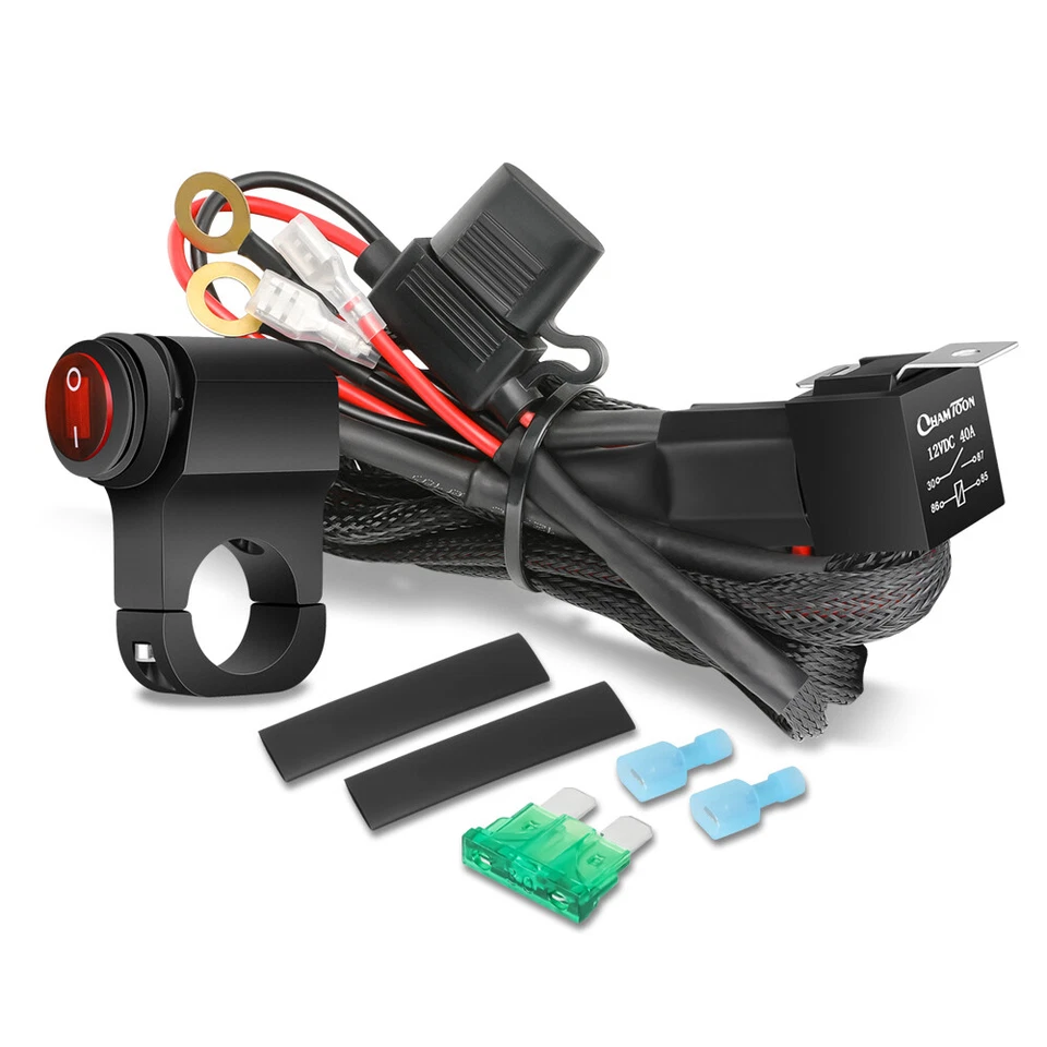 Kit Arnés Cableado Interruptor Relé Moto Spot LED Auxiliar Luz Antiniebla Conducción Foto 3 de 4