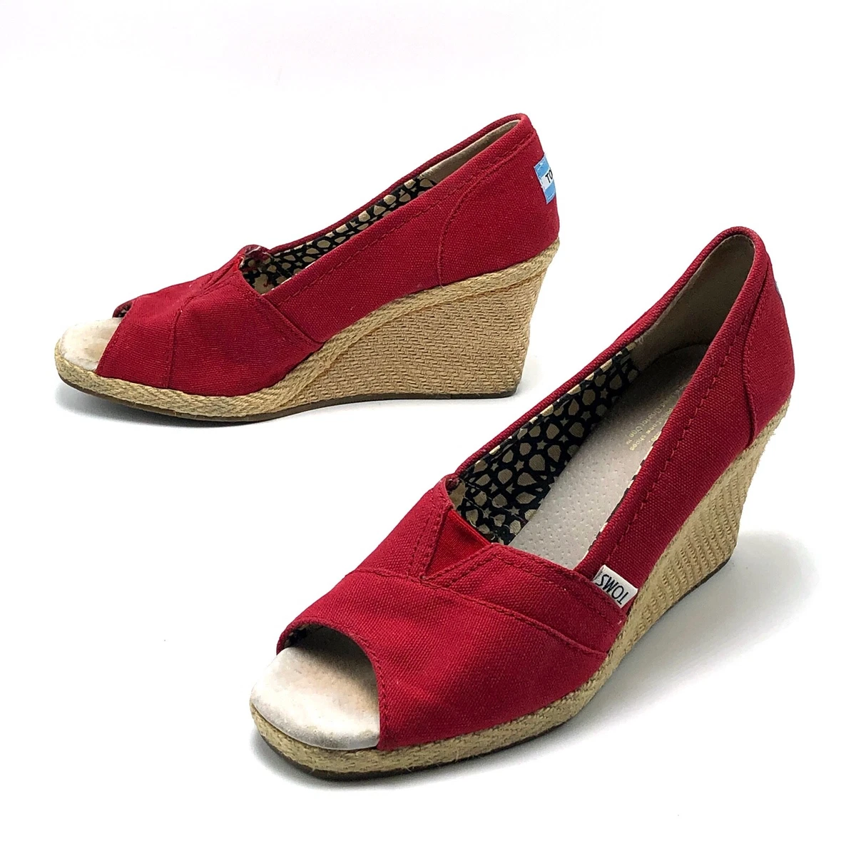 Toms red best sale wedges