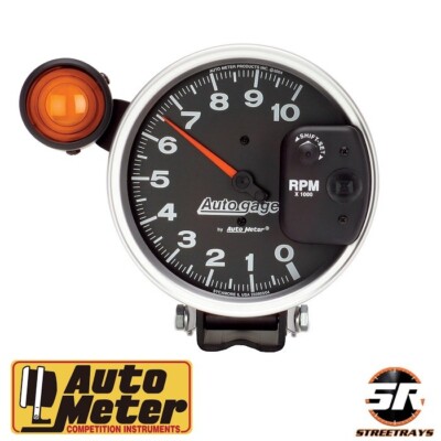 AutoMeter 233904 Auto Gage 5'' Pedestal Tachometer 0-10,000RPM w/ Shift Light