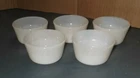 VINTAGE SET 5 GLASBAKE CUSTARD BOWLS RAMKINS WHITE MILK GLASS