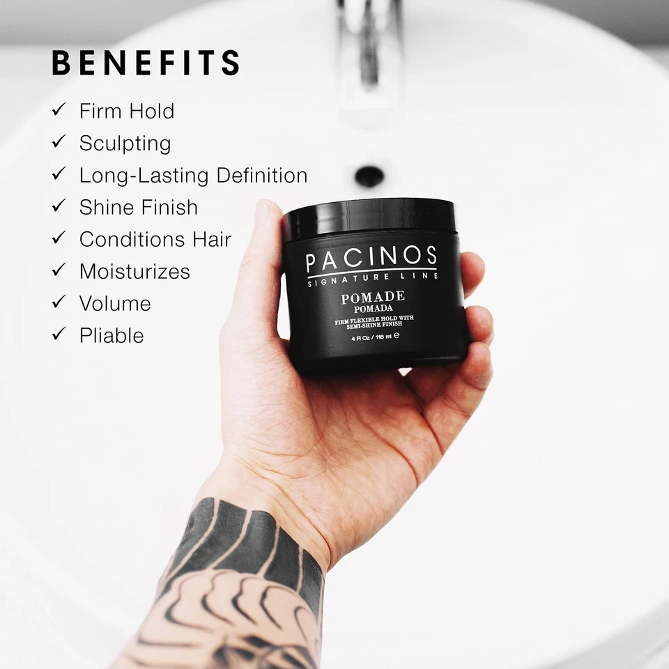 Agente de peinado Pacinos Pomade Firm Hold para todo tipo de cabello 4 fl oz Foto 3 de 4