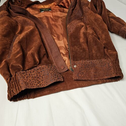 Vintage Avanti Burnt Orange Leopard Print Pig Suede Jacket Womens Size Medium - Picture 11 of 20