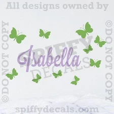 PERSONALIZED NAME BUTTERFLIES GIRL NURSERY BEDROOM Quote Vinyl Wall Decal Decor